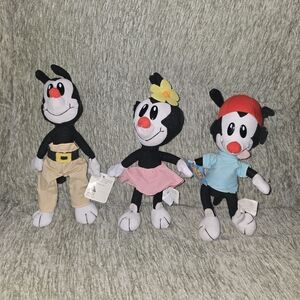 Vintage 1995 Warner Bros Animaniacs Ace Kids Doll Figure Plush Yakko Wakko & Dot
